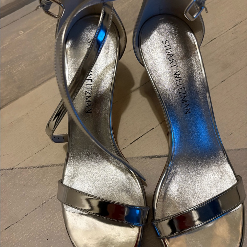 Stuart Weitzman Metallic Silver Heels